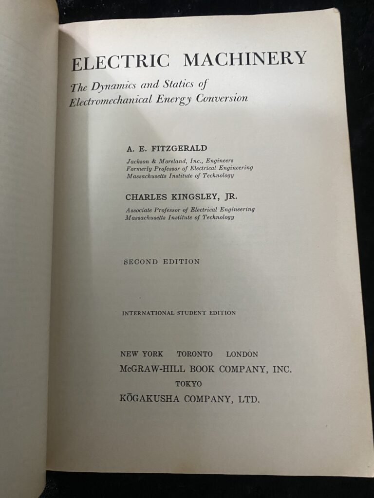 Electric Machinery - International Student Edition by A.E. Fiageralo Chactes Kingsley, Jr.
