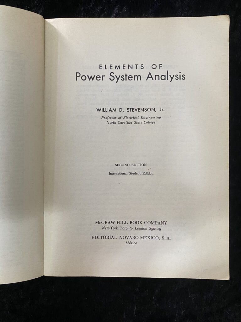 Elements of Power System Analysis by William D. Stevenson, Jr.