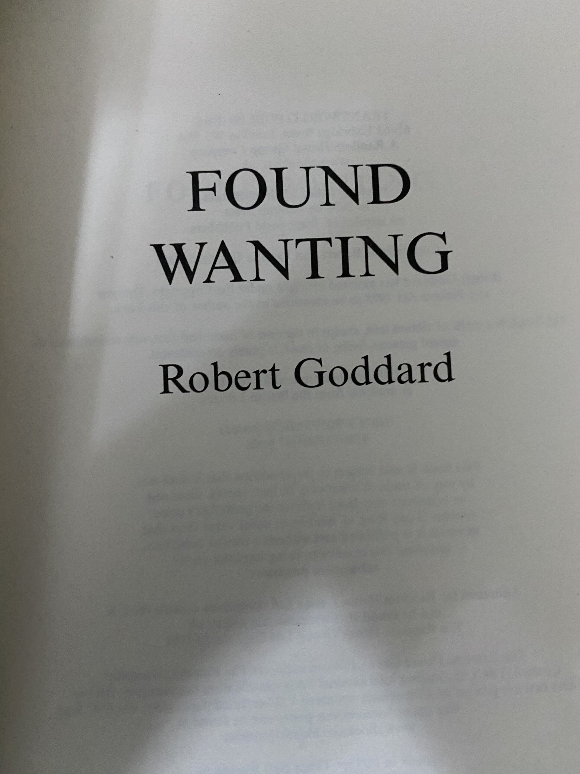 Found Wanting by Robert Goddard